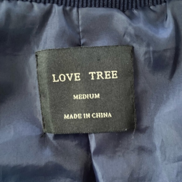 Bright Navy floral Love Tree bomber - Picture 7 of 10